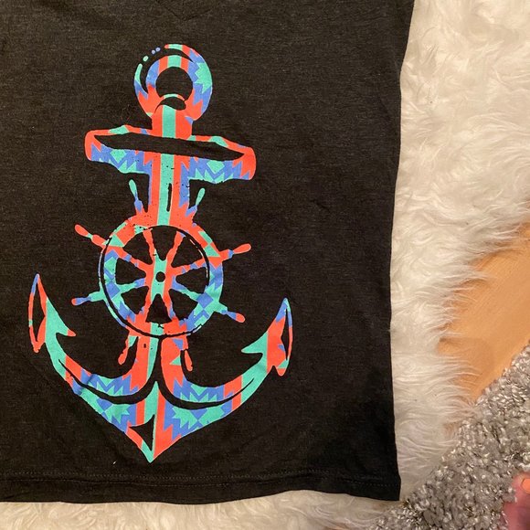 Empire V-neck Anchor Shirt - Charcoal Gray Aztec S - Picture 3 of 7